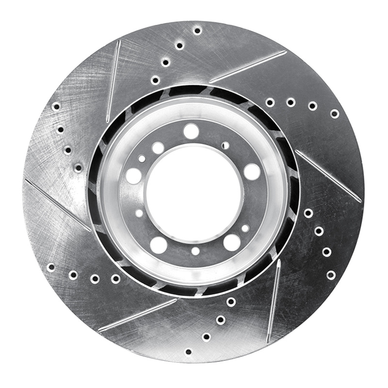 Porsche 911 Brake Rotor (1) - Right Rear - R1 Concepts - Drilled & Slotted - Silver - `99-`23